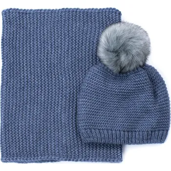 Čepice Čepice s bambulí a tunel - světlemodrá