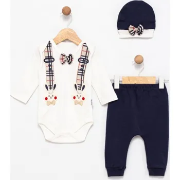 Kojenecká souprava Rabbit 3-dílná souprava pro miminko – body, kalhoty a čepička