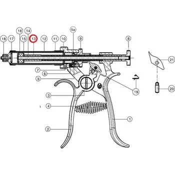 Táhlo pístní tyče k poloautomat Roux-Revolver, 50 ml