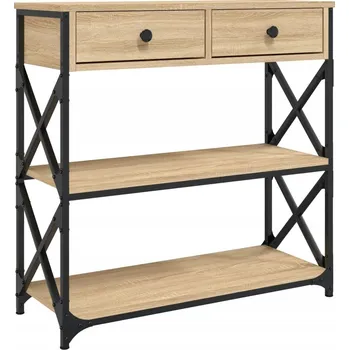 Konferenční stolek Konzolový stolek s kovovým rámem a nastavitelnými nožičkami, dub Sonoma, 75x28x