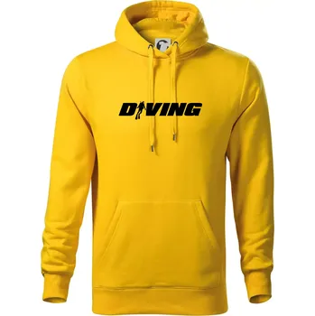 Pánská mikina Diving nápis potápěč - Mikina pánská Cape s kapucí - L ( Žlutá )