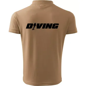 Pánská košile Diving nápis potápěč - Polokošile pánská Pique Polo 203 - 4XL ( Písková )