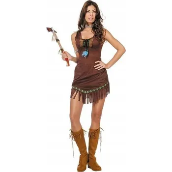 Karnevalový kostým KOSTÝM DÁMSKÝ INDIÁNKA INDIÁNSKÝ HNĚDÁ MODRÁ PÉŘÍ KARNEVAL M