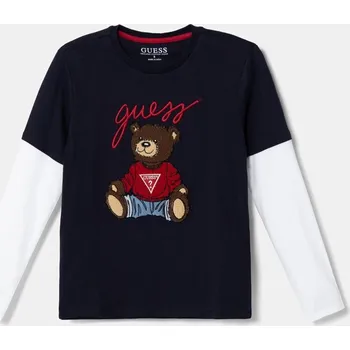 Pánské tričko Dětské bavlněné tričko s dlouhým rukávem Guess L4BI13.I3Z14.9BYH námořnická modř 59X, vel. 175