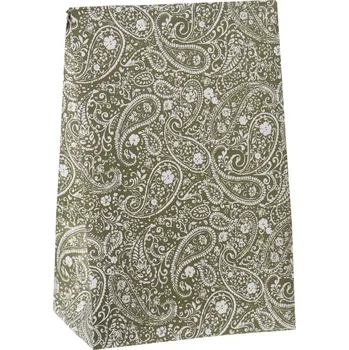 Balící papír Ib Laursen Papírový sáček Paisley Green 28,5 cm – set 5 ks