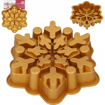 Forma na pečení Silikonová forma na pečení vánočního cukroví - motiv sněhová vločka, 22,5 cm, červená