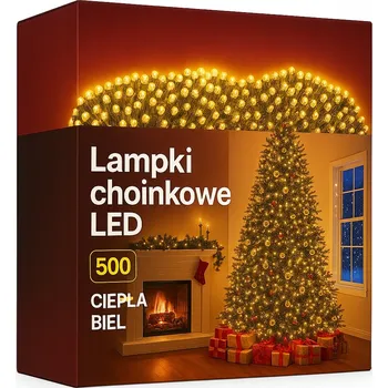 Vánoce SILNÉ VÁNOČNÍ OSVĚTLENÍ NA STROMEČEK 500 LED SVĚTELNÁ VÝZDOBA VENKOVNÍ/VNITŘNÍ BÍLÁ TEPLÁ