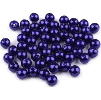 Dětské navlékací korálky Plastové voskové korálky / perly Glance Ø6 mm, malé, F59 modrá berlínská