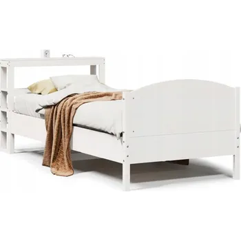 Postel Rám postele bez matrace, bílá, 90x200 cm, masivní borovicové dřevo