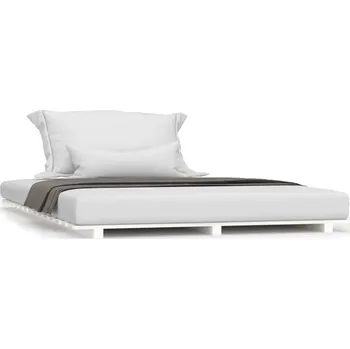 Postel Bílý rám postele z masivního borovicového dřeva 140 x 200 cm