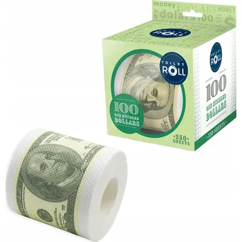 Žertovný předmět Toaletní Papír 100 DOLARŮ USD Peníze Dárek