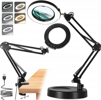Lampička LAMPA S LUPU KANCELÁŘSKÁ KOSMETICKÁ ZVĚTŠENÍ 10X PRO KLENOTNÍKY