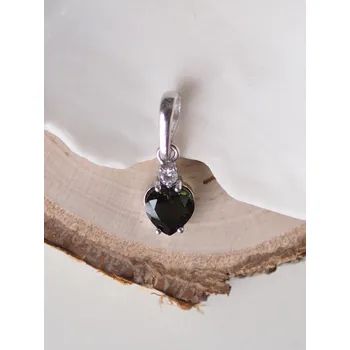 Přívěsek Vltavín přívěsek srdíčko se Zirkonem