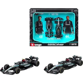 Bburago Mercedes-AMG F1 W15 (2024) 1:43 (dárkový set 2 ks)