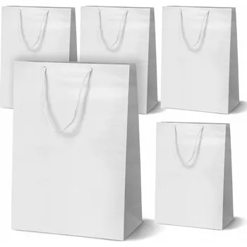 Nákupní taška Papírová taška Allbag 30x10x40 cm BÍLÁ PRESTIGE PREMIUM 5 ks
