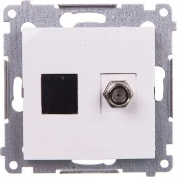 Elektrická zásuvka Anténní zásuvka typu F + počítačová RJ45 bílá Simon54 DASFRJ45.01/11