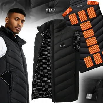 VYHŘÍVANÁ VESTA 21 ZÓN USB XL PÁNSKÁ BEZRUKÁVNÍK TEPLÁ