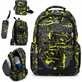 Školní batoh Školní batoh vícekomorový Bivacc černý, odstíny žluté a zlaté, růžový, 24 l