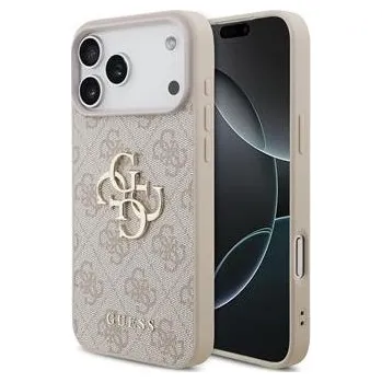 Pouzdro na mobilní telefon Guess PU 4G Metal Logo Zadní Kryt pro iPhone 17 Pro Max Pink