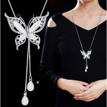 Náhrdelník B-TOP Dámský dlouhý náhrdelník Motýl s opálem Typ: Typ 1