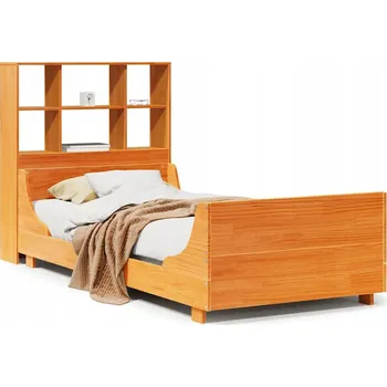 Postel VidaXL Postel s regálem, bez matrace, voskovaná hnědá, 100x200 cm, dřevo