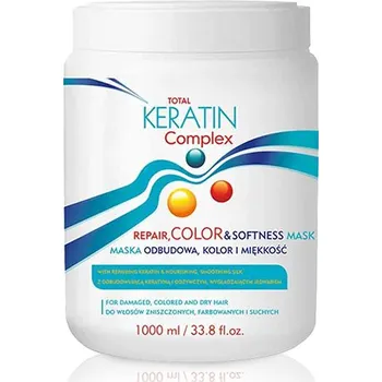 Vlasová regenerace Total Keratin Complex Repair Color & Softness Maska na vlasy poškozené, barvené a suché, 1000 ml