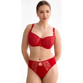 Dámské spodní prádlo Ewa Bien podprsenka bardotka, balkonetka červená velikost 80C