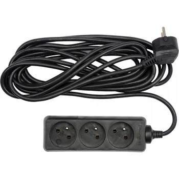 Napájecí kabel Černý prodlužovací kabel VOREL 72616 se 3 uzemněnými zásuvkami 3 m