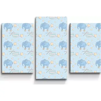 Obraz Sablio Obraz - 3-dílný Bubny a sloni - 75x50 cm