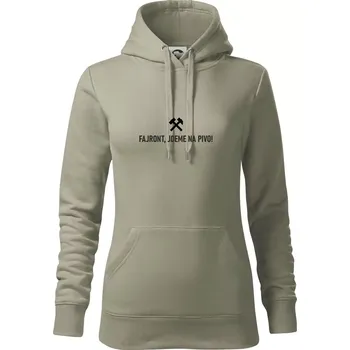 Dámská mikina FAJRONT, JDEME NA PIVO! - Mikina dámská Cape s kapucí - S ( Light khaki )