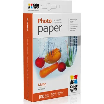 Fotopapír ColorWay | PM2201004R | Bílý | 220 g/m2 | 10 x 15 cm | Matný fotopapír