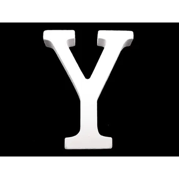 Dřevěná dekorace písmena abecedy, malé, 23 "Y" bílá sněžná