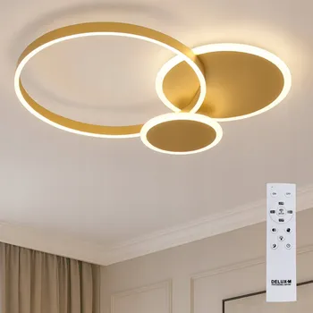 Závěsná lampa ringy STROPNÍ SVÍTIDLO LED moderní zlatá DÁLKOVÝ OVLADAČ do ložnice