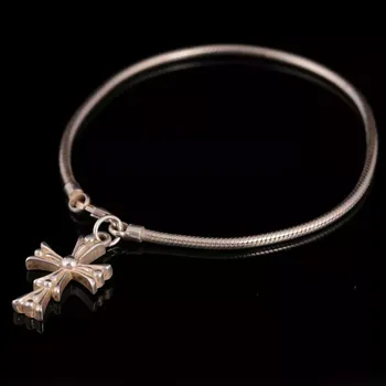 Náramek Stříbrný náramek Ag 9,2 g snake chain a kříž