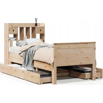 Postel VidaXL Postel s regálem, bez matrace, 90x190 cm, borovicové dřevo