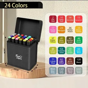 Profesionální Lihové Fixy 24 – Sada Oboustranných Popisovačů