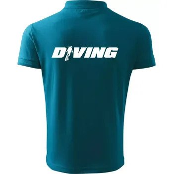 Pánská košile Diving nápis potápěč - Polokošile pánská Pique Polo 203 - XL ( Tmavý tyrkys )