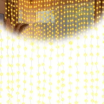 Vánoční dekorace SVĚTELNÝ ZÁVĚS 300 LED VÁNOČNÍ OSVĚTLENÍ NA STROMEČEK GIRLANDA + DÁLKOVÉ OVLÁDÁNÍ TEPLÁ BÍLÁ 3x3m