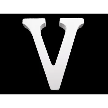 Dřevěná dekorace písmena abecedy, velké, 21 "V" bílá sněžná