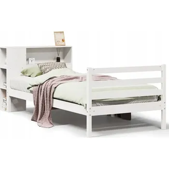 Postel Postel s knihovnou bez matrace bílá 90x190 cm masivní borovice