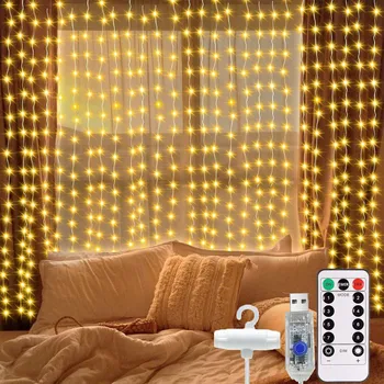 Vánoční dekorace SVĚTELNÝ ZÁVĚS NA OKNO 300 LED 3x3 VÁNOČNÍ SVĚTÝLKA GIRLANDA NA STROMEČEK