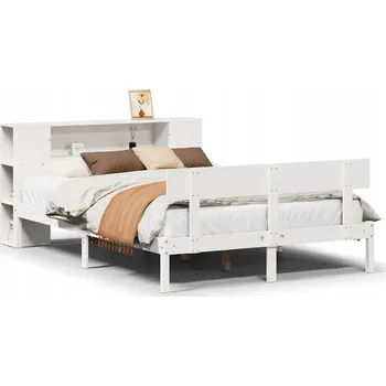 Postel Dřevěná manželská postel VidaXL 150x200 bílá