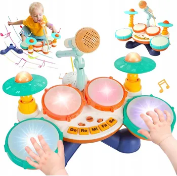 Hudební nástroj pro děti HUDBENÍ NÁSTROJ PRO DĚTI BICÍ TALÍŘE KLÁVESY PIANO MIKROFON