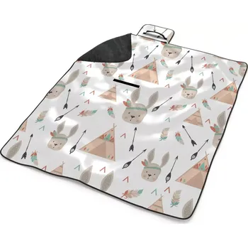 deka Sablio Plážová deka Zajíci u stanu: 200x140 cm