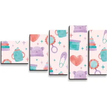 Obraz Sablio Obraz - 5-dílný Chrastítko a čepičky - 100x60 cm