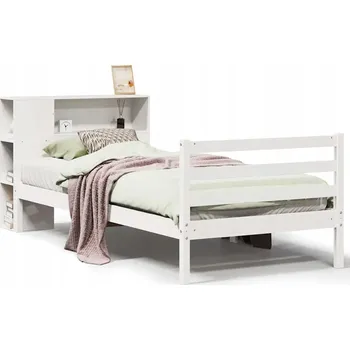 Postel Postel s knihovnou bez matrace bílá 75x190 cm masivní borovice