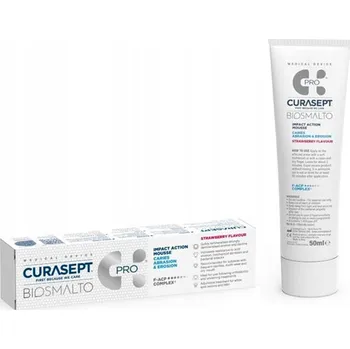 zubní pasta Curasept Biosmalto Caries – Remineralizační Mousse na Zuby Jahoda 50 ml