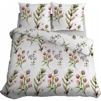 Povlečení Povlečení z bavlněného saténu 220 x 200 cm bavlna 100%, saténově bílé květy