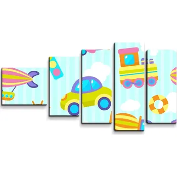 Obraz Sablio Obraz - 5-dílný Autíčka - 100x60 cm