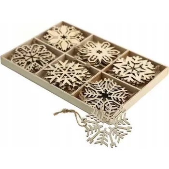 Vánoční dekorace Dřevěné Vánoční Baňky Ozdoby na Vánoční Stromeček Sada 24 Vánoční Dekorace